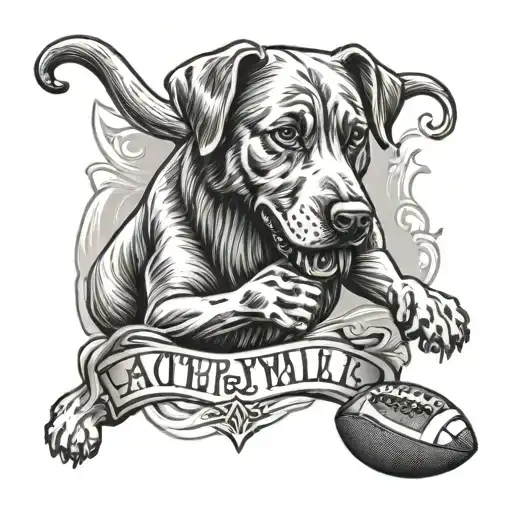 Elegant Half Sleeve Showing Father And Son Football Dog River And Initials Ab