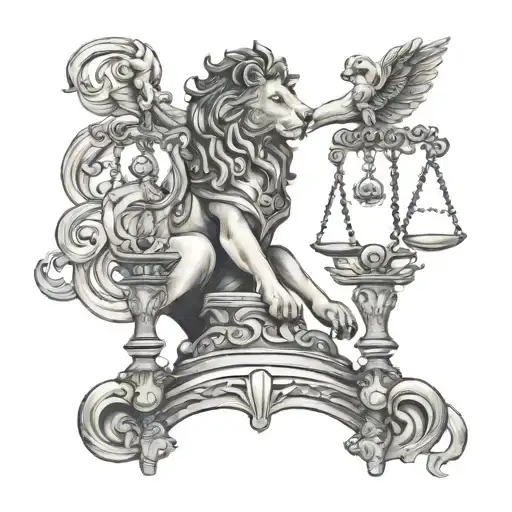 Lion And Lady Justice Scale
