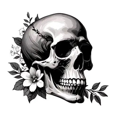 Skull And Flowers