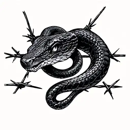 Snake And Barbed Wire