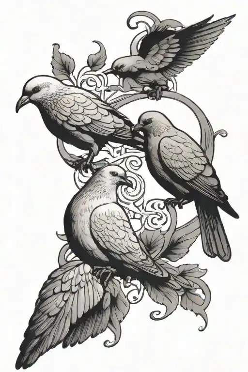 Dove And Raven Eating Each Others Tails Like An Infinity Symbol