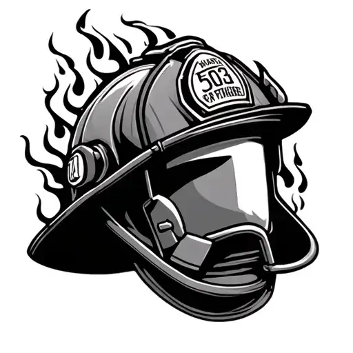 Firefighter Helmet Battling Flames 503 Banner Wrapped