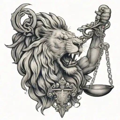 Lion Biting Scales Of Justice