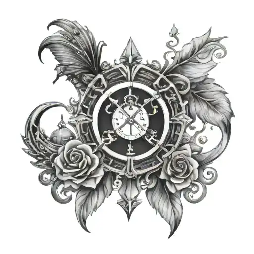 Cancer & Libra Tattoo Design Combining Elements