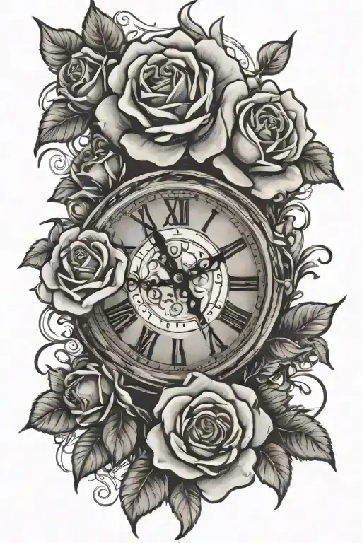 Clock And Roses