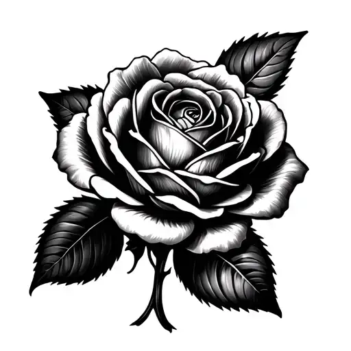 Black And White Wild Rose Tattoo For Female Shoulder
