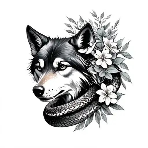 Snake With Ayahusca Flowers Female Wolf