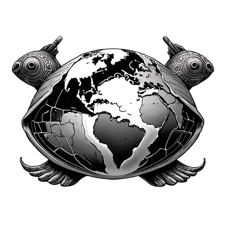 Globe In Center Of Turtle Shell