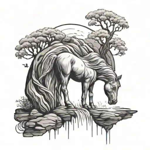 Minimalist Waterfall Within A Horse