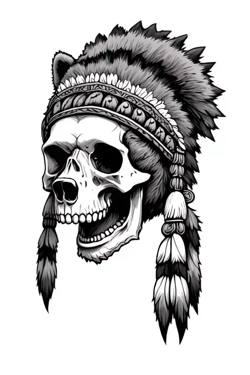 Skull With Grizzly Bear Headdress Being Worn