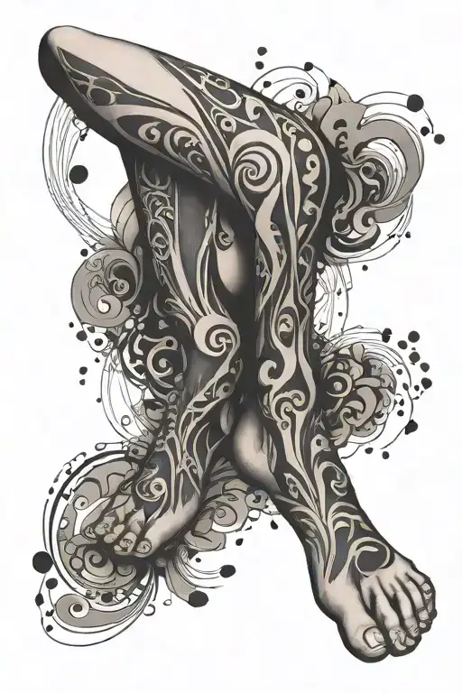 Black Absract Leg And Foot Print