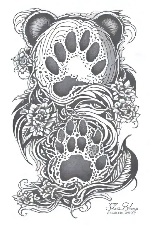 In Memory Tattoo With Bear Paw Prints Slowly Fading Away With Quote