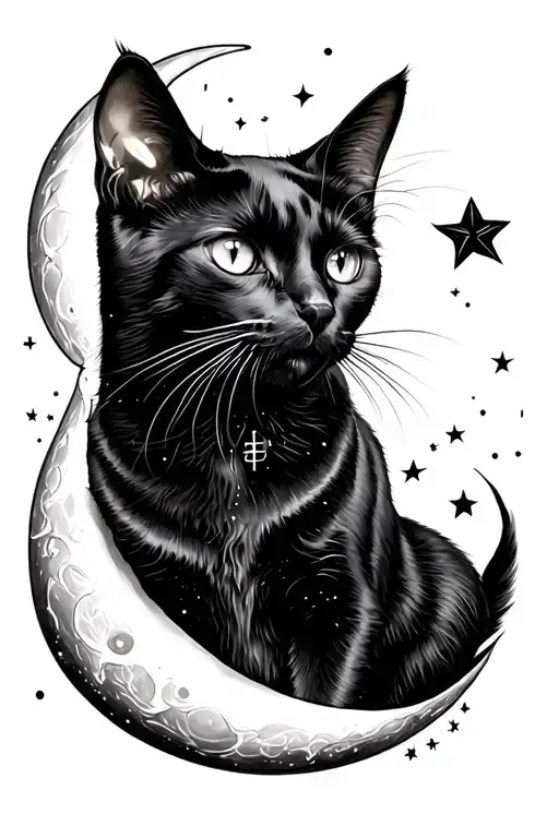 Black Cat With Moon