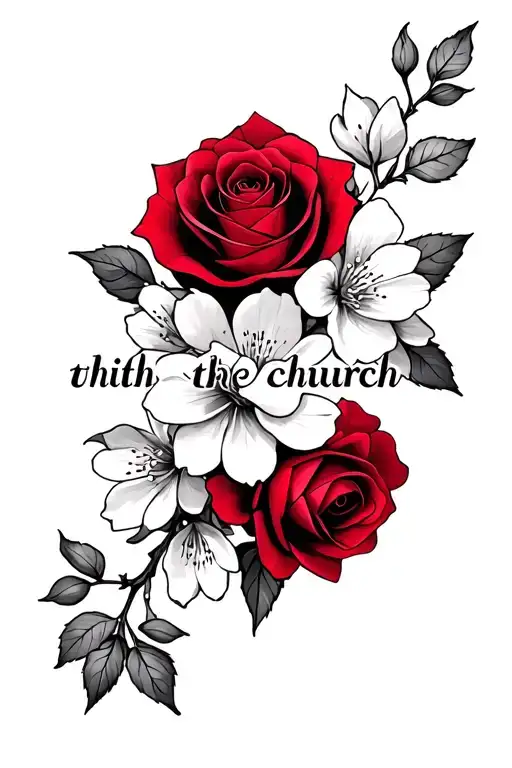 Roses And Cherry Blossoms With A Little Red And White Highlightswthi The Word Church