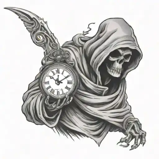 Grim Reaper Holding A Pocket Watch