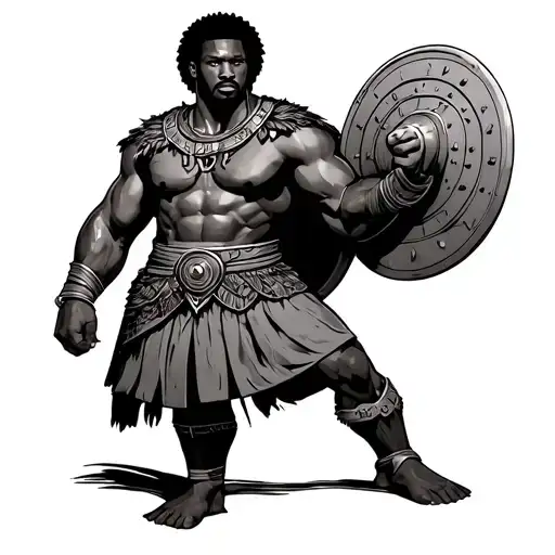 African American Gladiator Standing Triumphantly