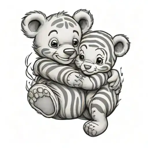 Baby Bear Hugging A Baby Tigger