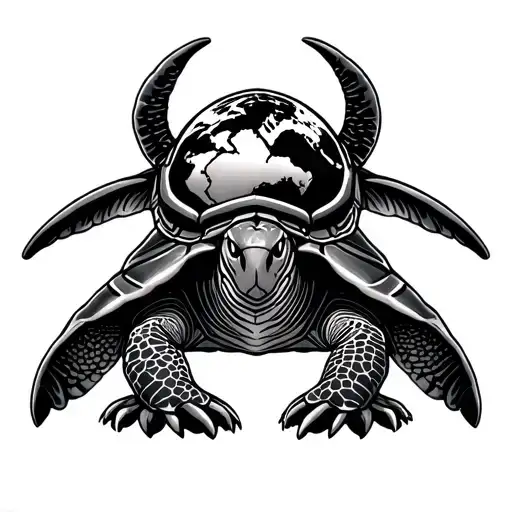 Turtle Shell With Earth On Its Back