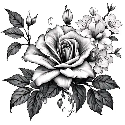 Rose Lilly And Cherry Blossom And Lace