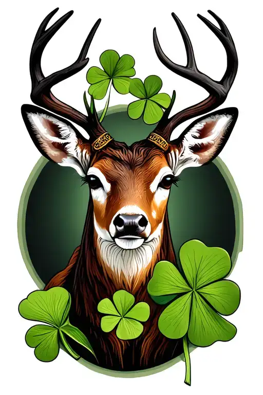 Deer And Four Leaf Clover