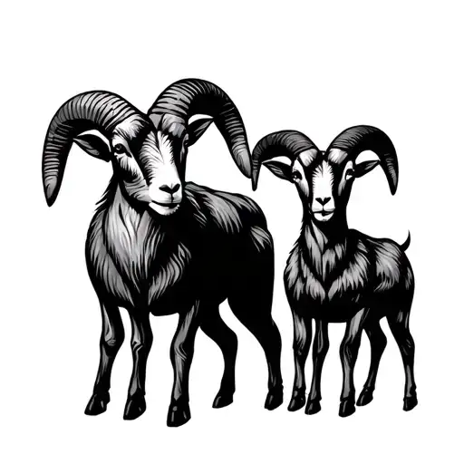 Ram And Goat Together Symbolizing The Client's Children