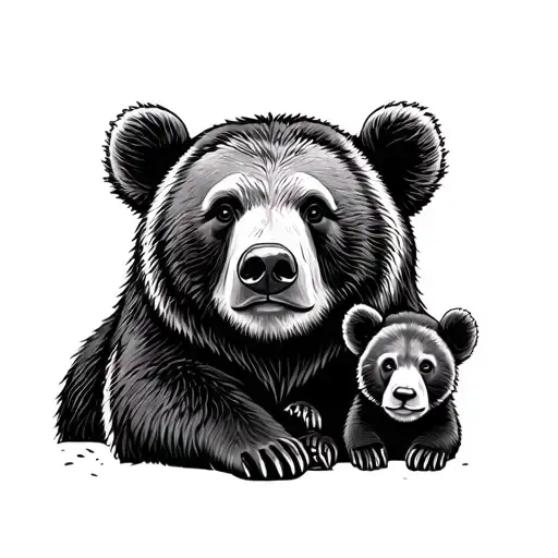 Mama Bear And 2 Cubs