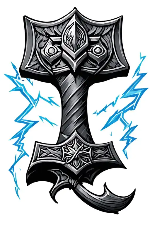 Norse Thor Hammer And Lightning