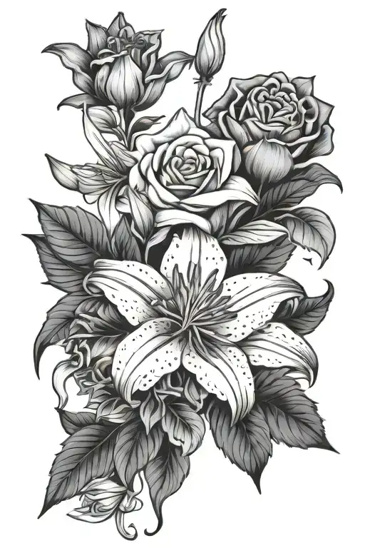 Rose Lily Primrose And Chrysanthemum Bouquet