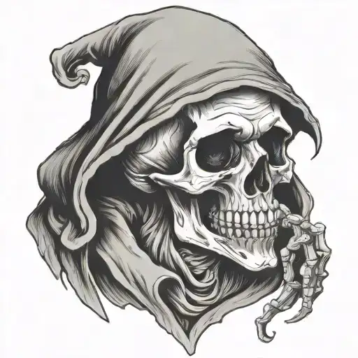 Skull Grim Reaper Shushing People