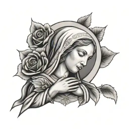 Virgin Mary Praying With Rose