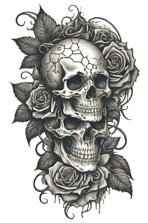 Skull And Roses Bleeding And Qoute 'Even The Dark Has Its Depth '