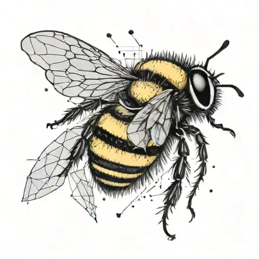 Line And Dot Geometric Bumblebee Surrounded