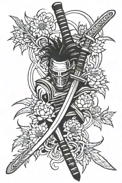Katana With Thistle Intertwined