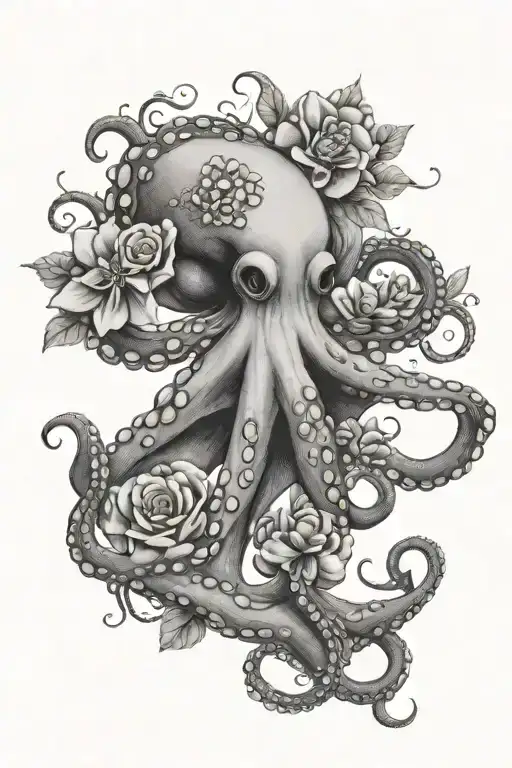 Octopus Holding Flowers