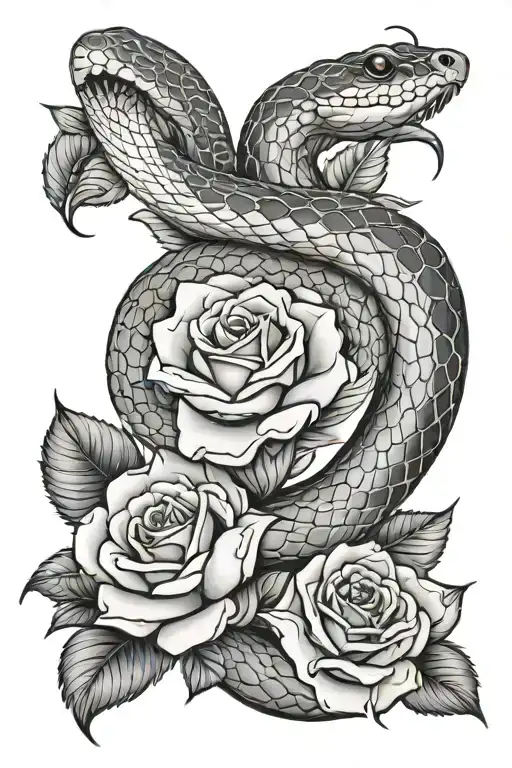 Snake Ans Roses Blooming