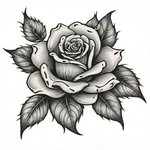 Small Rose With Thorns And Blood Coming