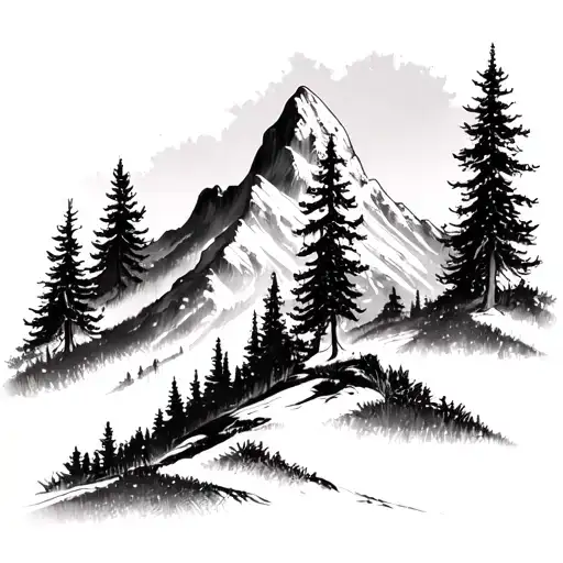 Mountain With Trees In Foreground Looking At Them