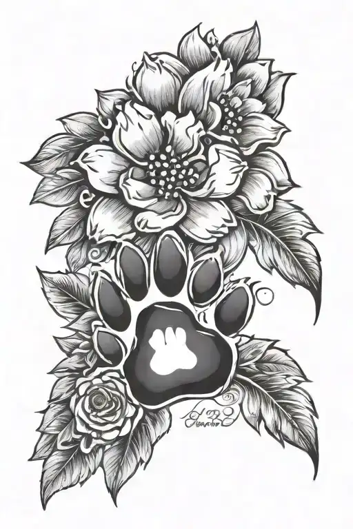Paw Print And Flowers With The Quote When I Needed A Hand I Found A Paw
