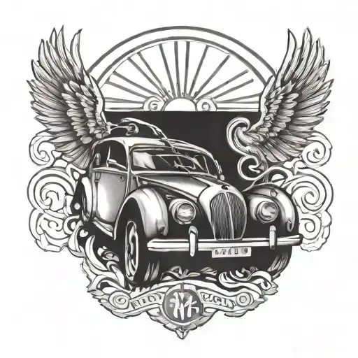 Car Tattoo Design Featuring Roman Numerals For February 20Th 1975
