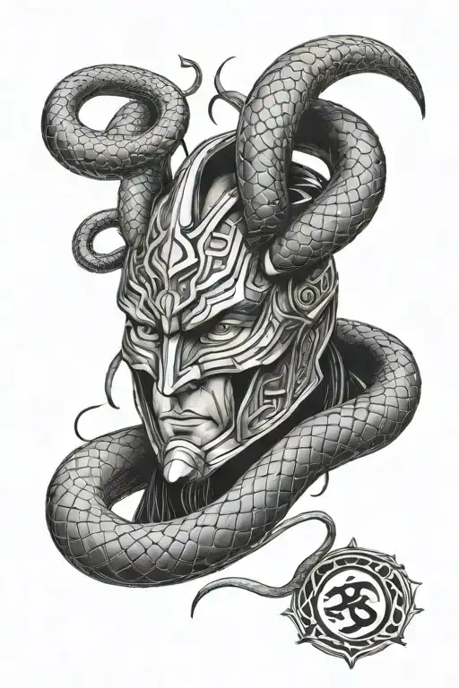 Loki Norse Mythology Snake Symbol Combined With Marvel Helmet