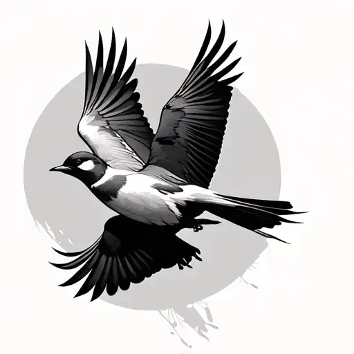 3 Birds Flying Together And 1 Bird Flying Behind