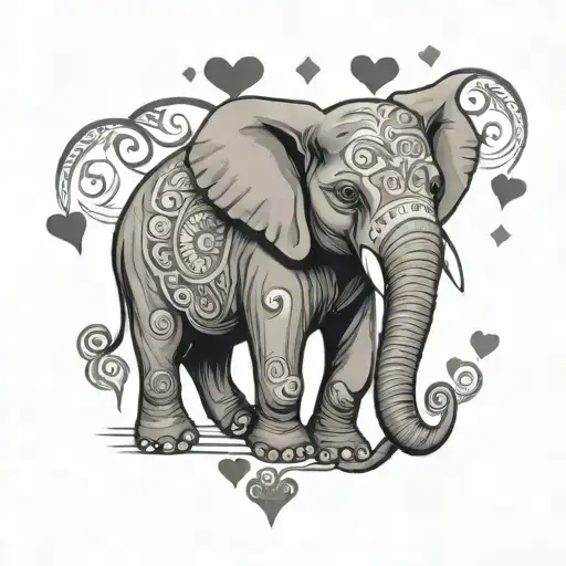 Elephant And Hearts