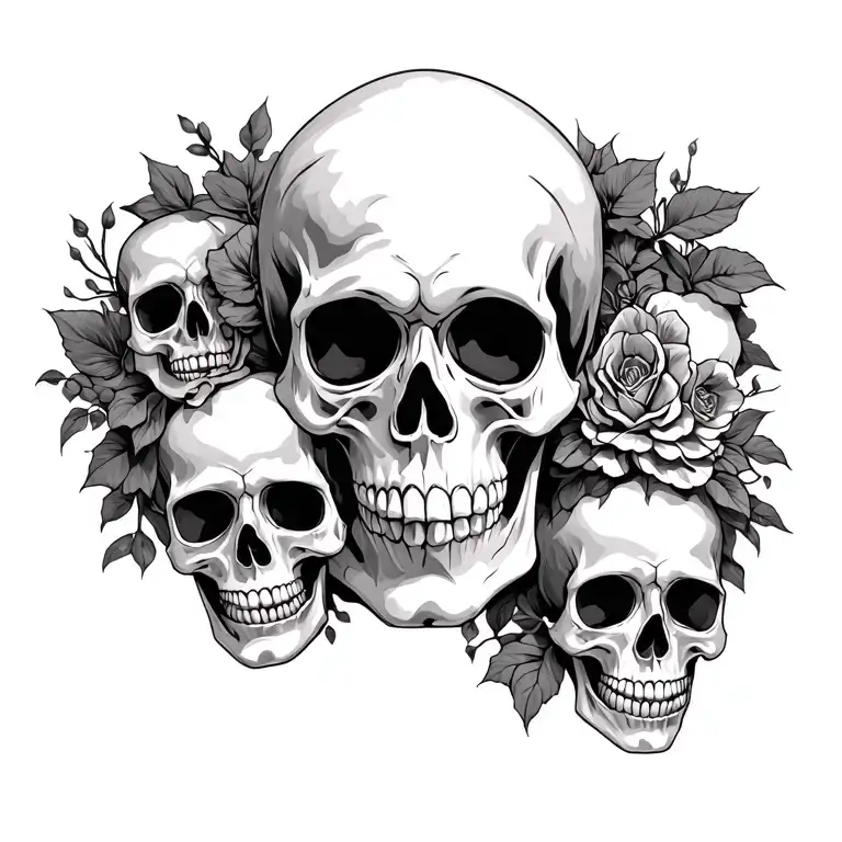 La Muerte Surrounded By Skulls