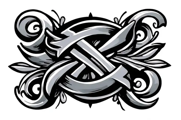 Cross With Scroll Lines Forming