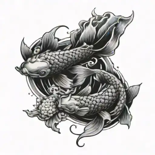 2 Koi Fish And Scorpion Surrounded