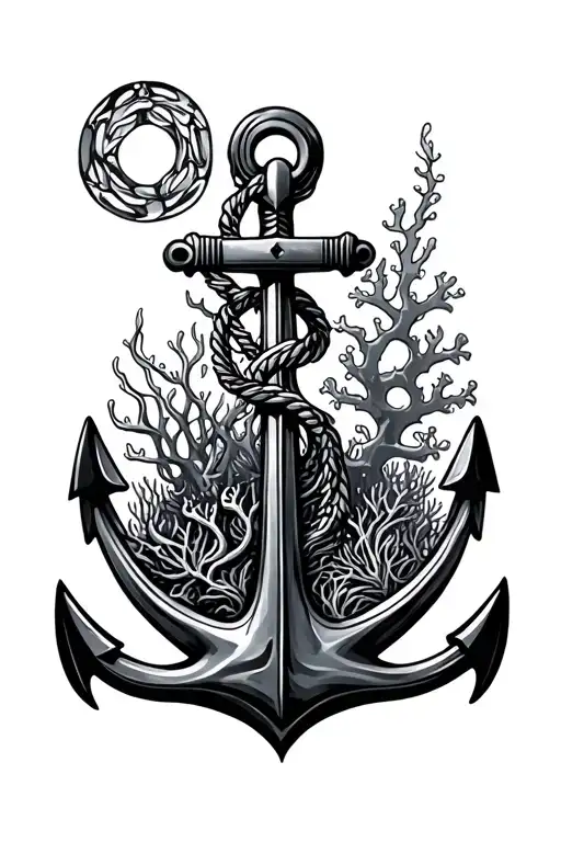 Ship Anchor Suronded By Coral Reef Scene