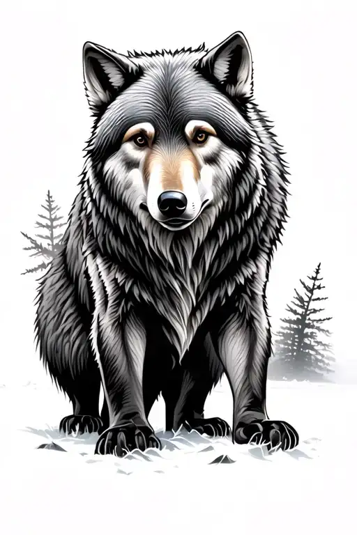 Wolf And Bear Standing