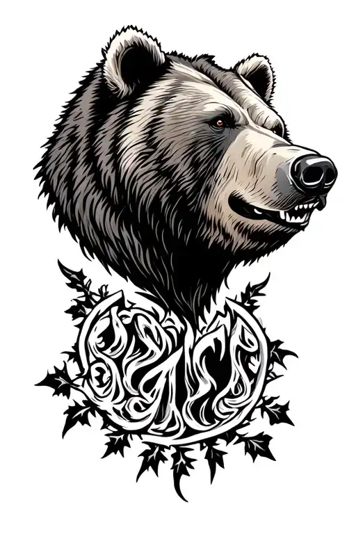 Mad Grizzly Bear Head