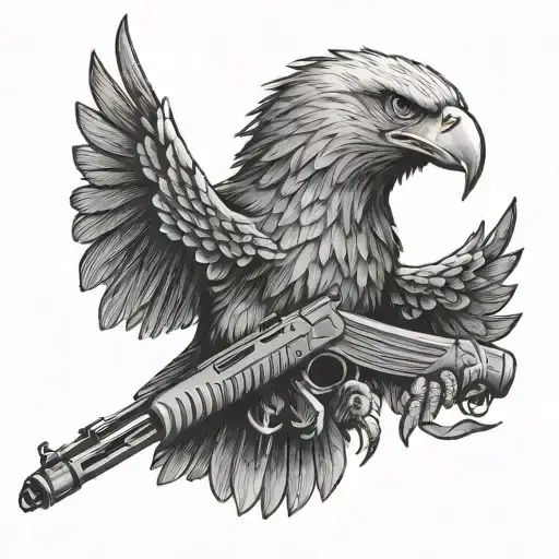 Eagle With An Ak 47 Rifle