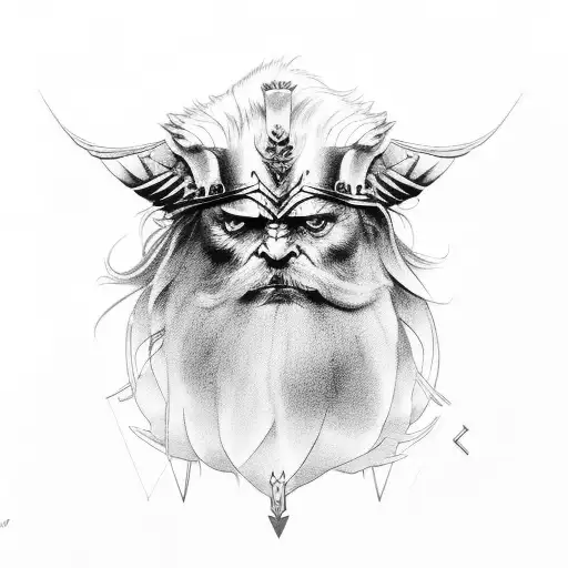 Odin With Crow Above His Head And